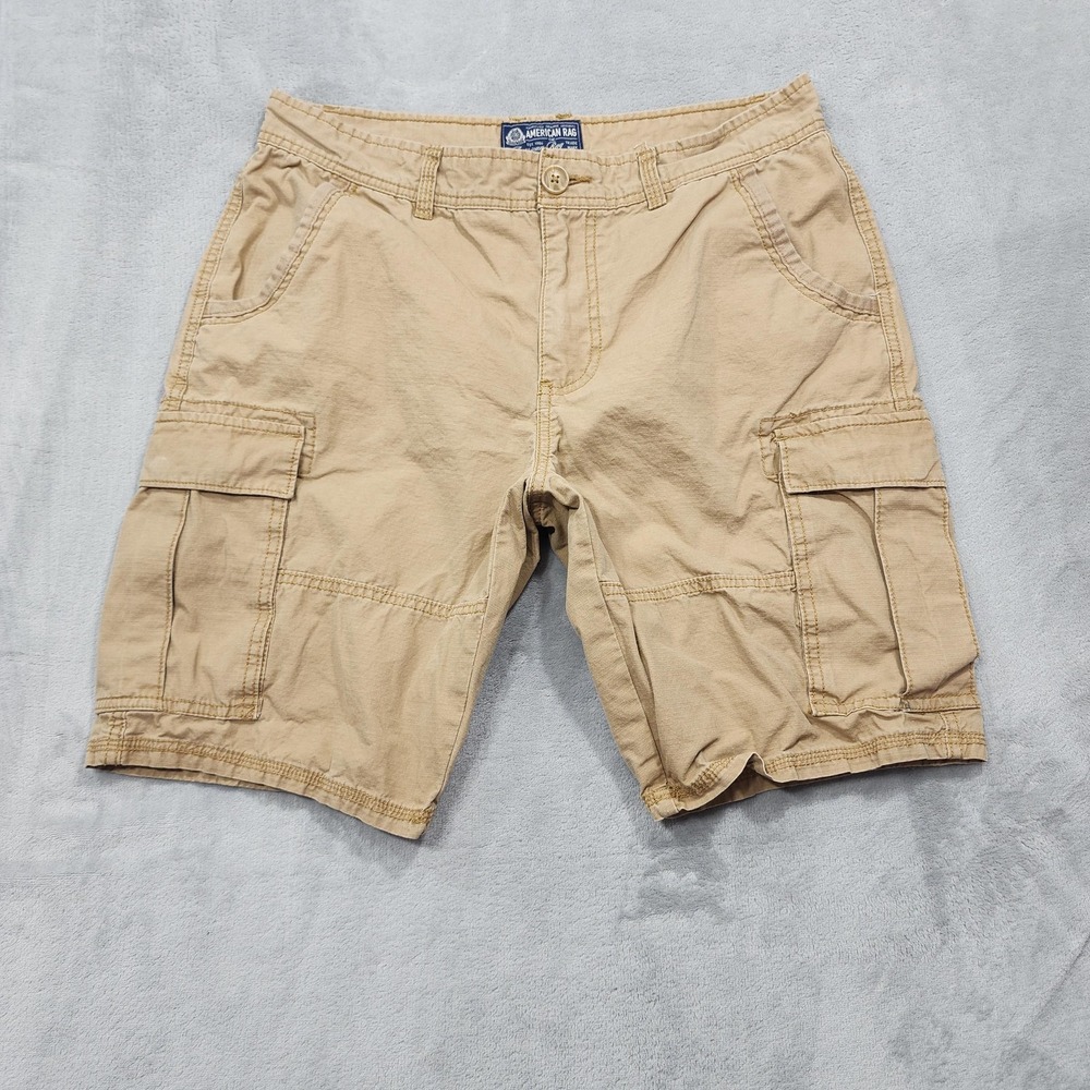 American Rag Shorts Mens 32 Beige Cargo Cotton Canvas 11 Inseam Utility Outdoor